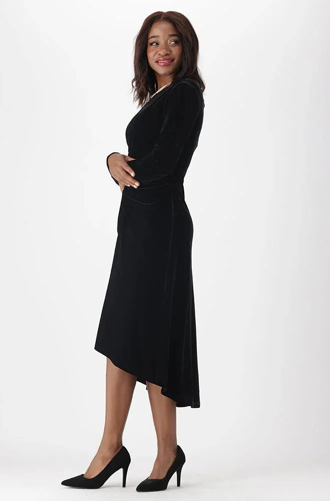 Aria Ruched Velour Dress _ 149933 _ Black sold by Dunns product image thumbnail 3
