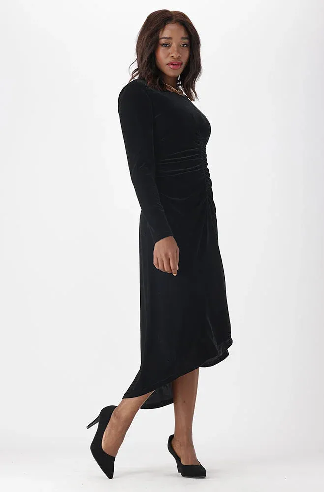 Aria Ruched Velour Dress _ 149933 _ Black sold by Dunns product image thumbnail 2