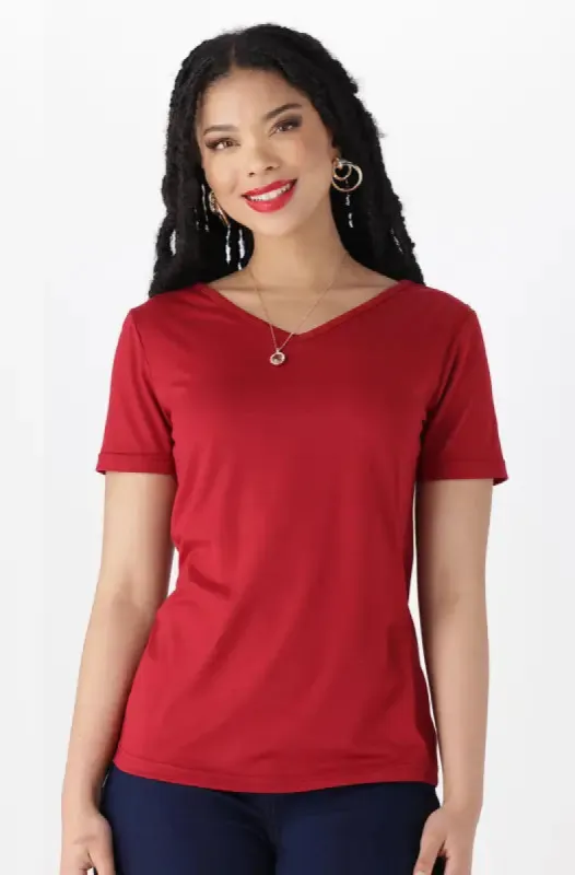 Grace V Neck Tee _ 141318 _ Red sold by Dunns