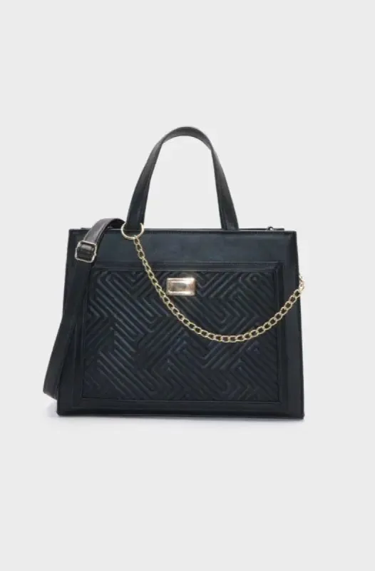 Amy Large Tote Bag With Embossed Pocket _ 145499 _ Black sold by Dunns