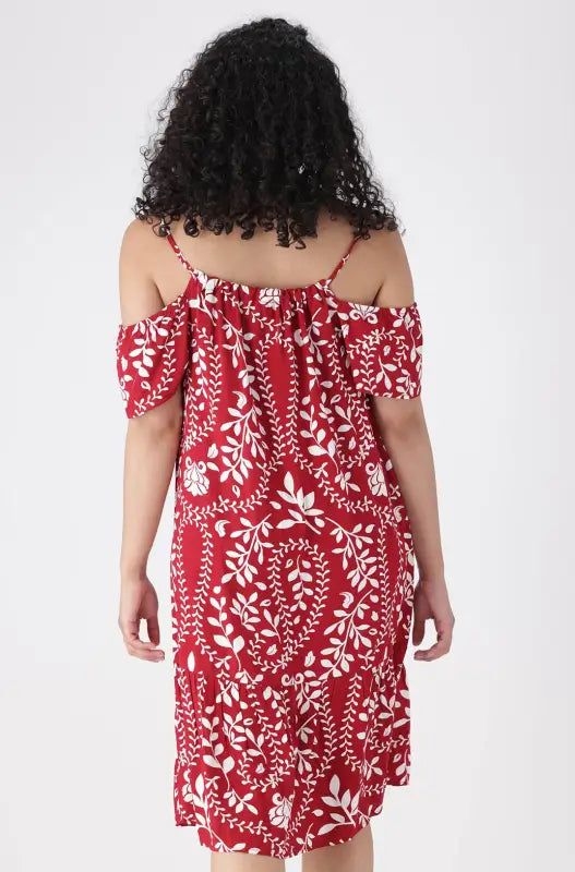Carla Printed Cold Soulder Frill Dress _ 144246 _ Red sold by Dunns product image thumbnail 3