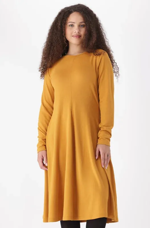 Gia Fit And Flare Crew Neck Dress _ 148634 _ Ocre sold by Dunns