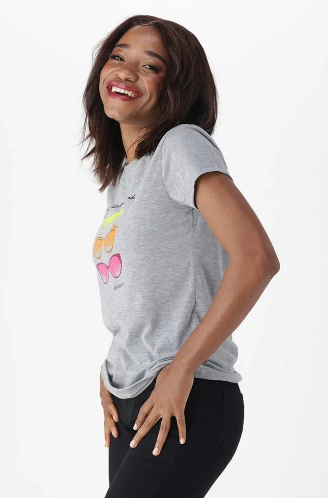 Zola Regular Fitted Graphic Tee _ 150316 _ Grey Mel sold by Dunns product image thumbnail 2