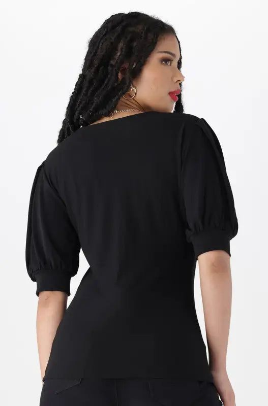 Gia Pleat Sleeve Top _ 143807 _ Black sold by Dunns product image thumbnail 3