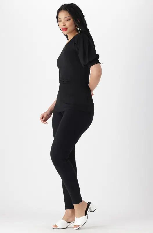 Gia Pleat Sleeve Top _ 143807 _ Black sold by Dunns product image thumbnail 5