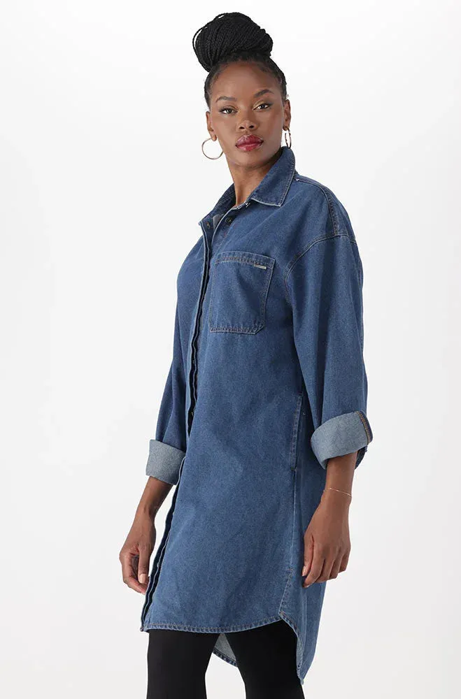 Estie Denim Shirt Dress _ 147871 _ Mid Wash sold by Dunns product image thumbnail 3