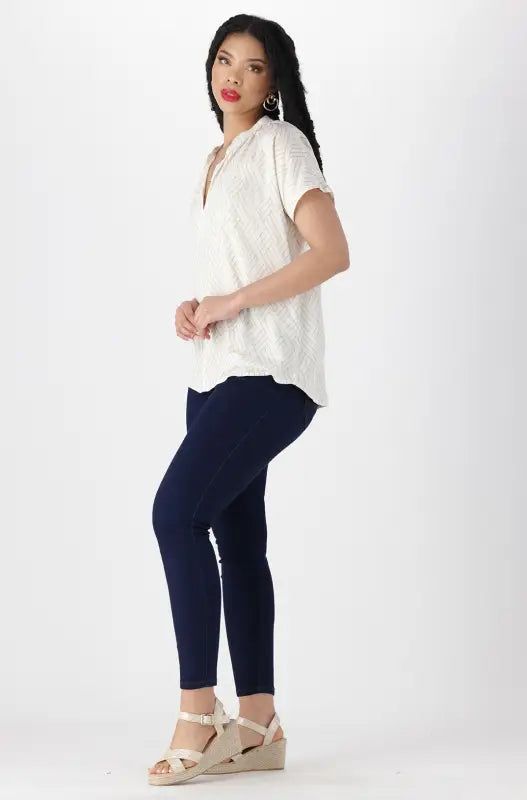 Edith Shortsleeve Portofino Top _ 144522 _ White sold by Dunns product image thumbnail 5