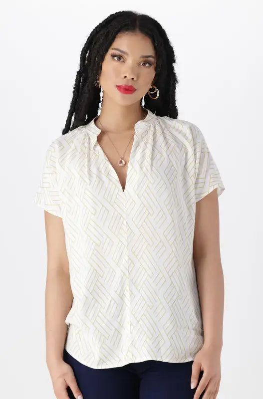 Edith Shortsleeve Portofino Top _ 144522 _ White sold by Dunns