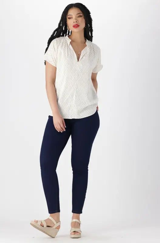 Edith Shortsleeve Portofino Top _ 144522 _ White sold by Dunns product image thumbnail 4