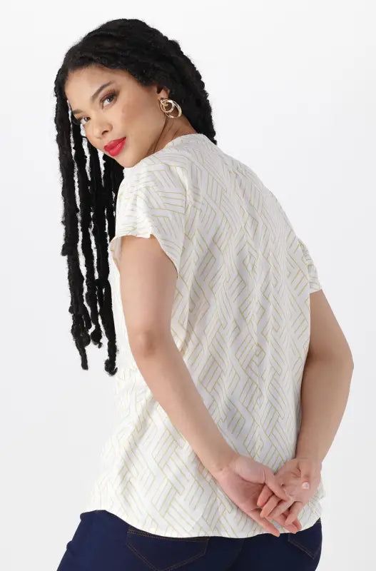 Edith Shortsleeve Portofino Top _ 144522 _ White sold by Dunns product image thumbnail 3