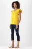 NIKKI LINEN BUTTON FLUTTER SLEEVE TOP  _ 151795 _ Ocre sold by Dunns