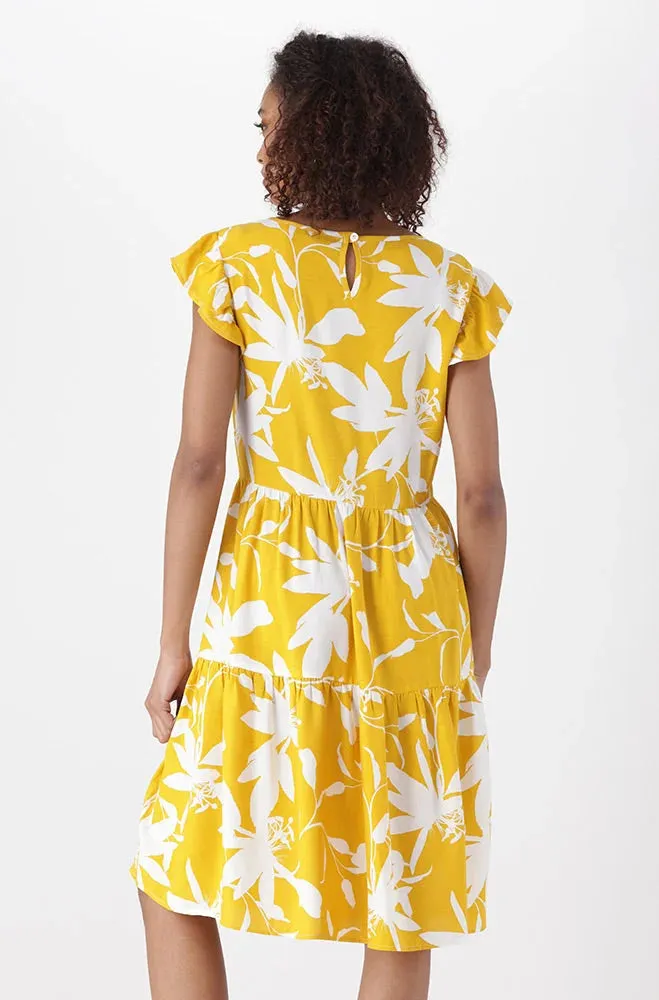 CARLA FLUTTER SLEEVE DRESS _ 151178 _ Ocre sold by Dunns product image thumbnail 3