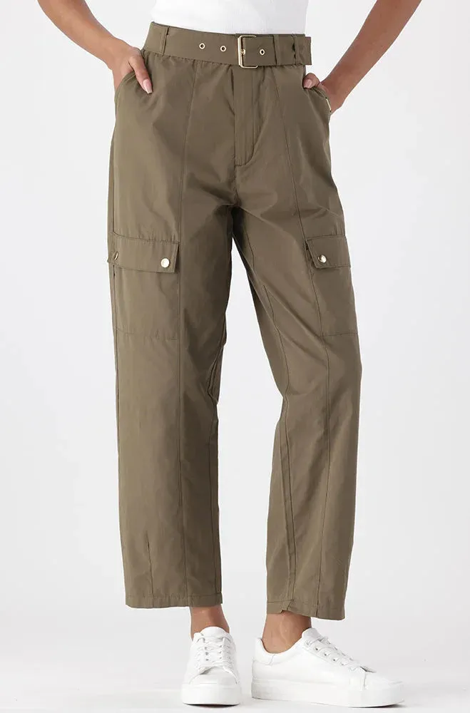 ARIA BELTED CARGO PANTS _ 151476 _ Fatigue sold by Dunns