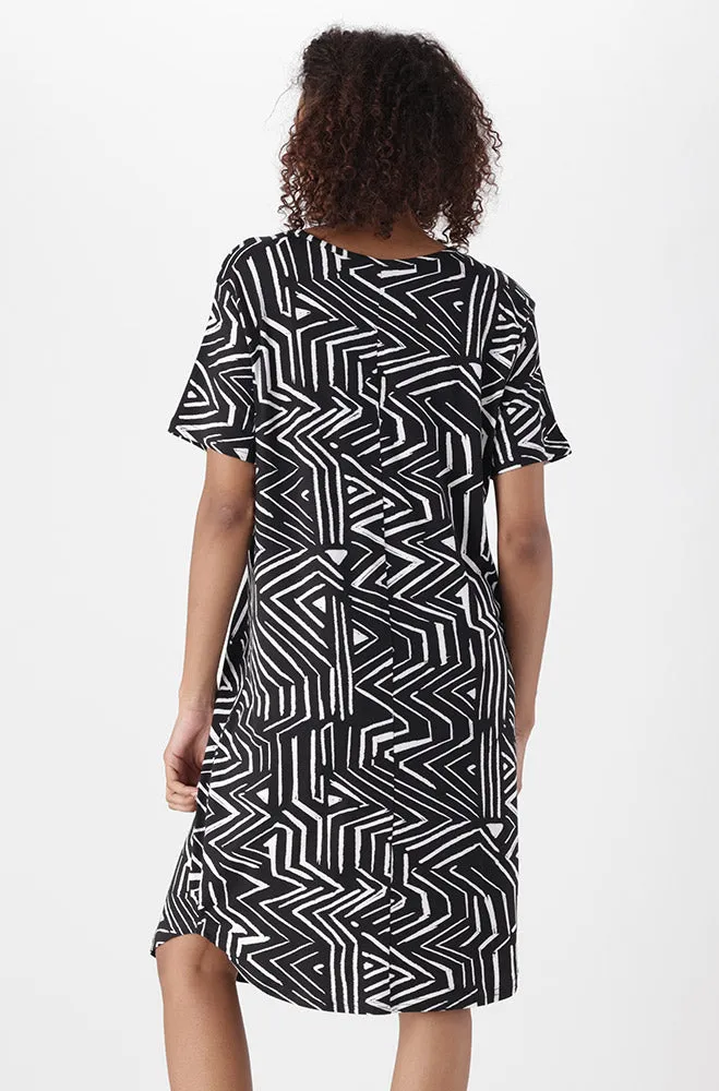 Aria Printed T-Shirt Dress _ 151250 _ Black sold by Dunns product image thumbnail 3