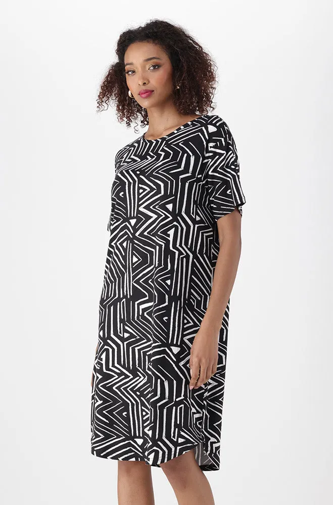 Aria Printed T-Shirt Dress _ 151250 _ Black sold by Dunns product image thumbnail 2