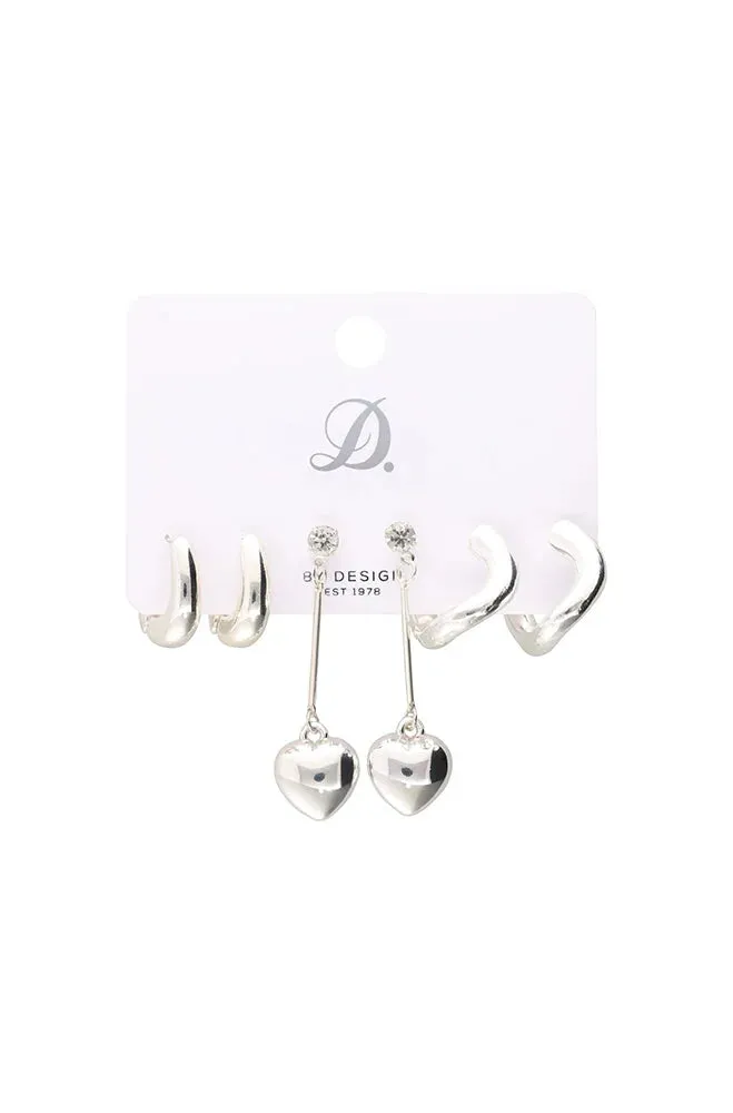 Stephanie 3 Pack Earrings _ 151412 _ Silver sold by Dunns