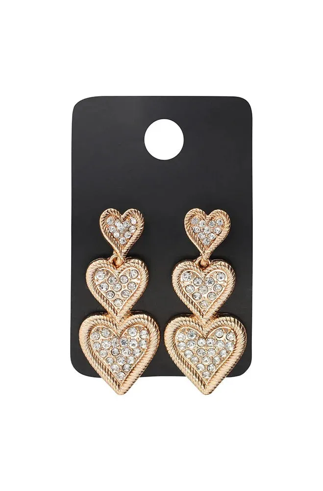 Ayana Heart Diamante Drop Earrings _ 151888 _ Gold sold by Dunns