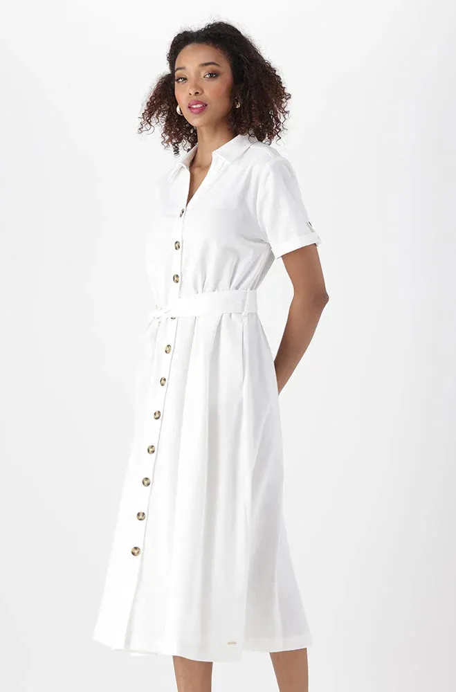 Sara Shirt Linen Blend Dress _ 151281 _ White sold by Dunns product image thumbnail 2