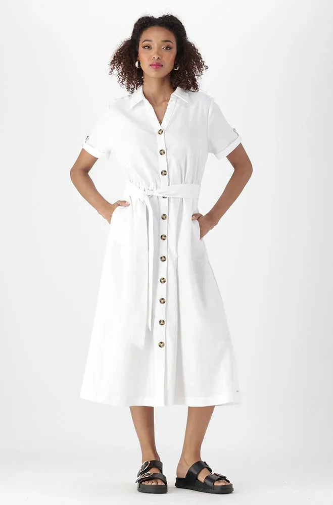 Sara Shirt Linen Blend Dress _ 151281 _ White sold by Dunns product image thumbnail 4