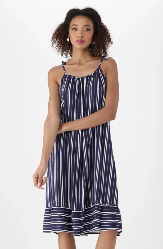Laurel Stripe Strappy Dress _ 151182 _ Navy sold by Dunns