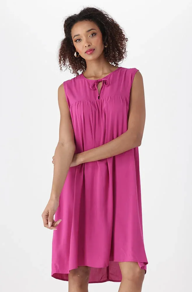Edith Shortsleeve Front Tie Dress _ 151180 _ Purple sold by Dunns