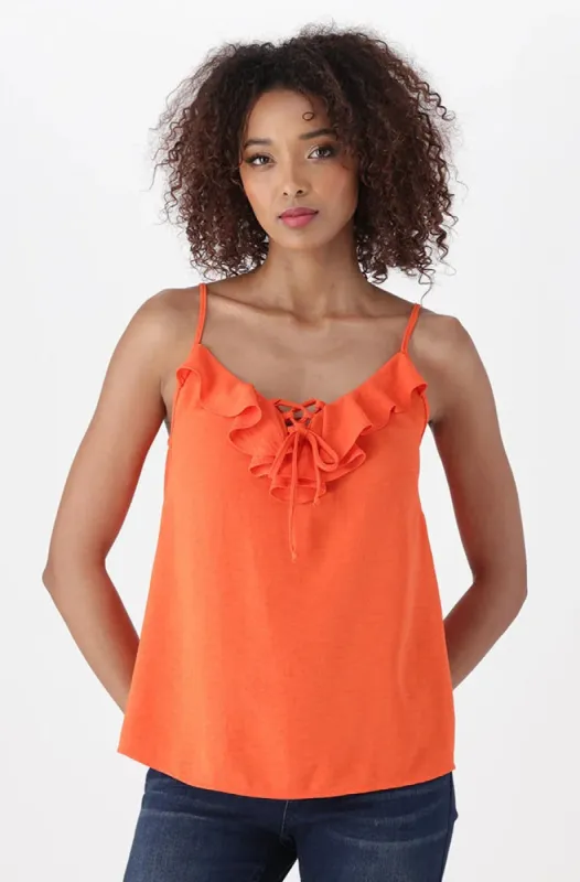 Clio Strappy Tie Top _ 151809 _ Orange sold by Dunns