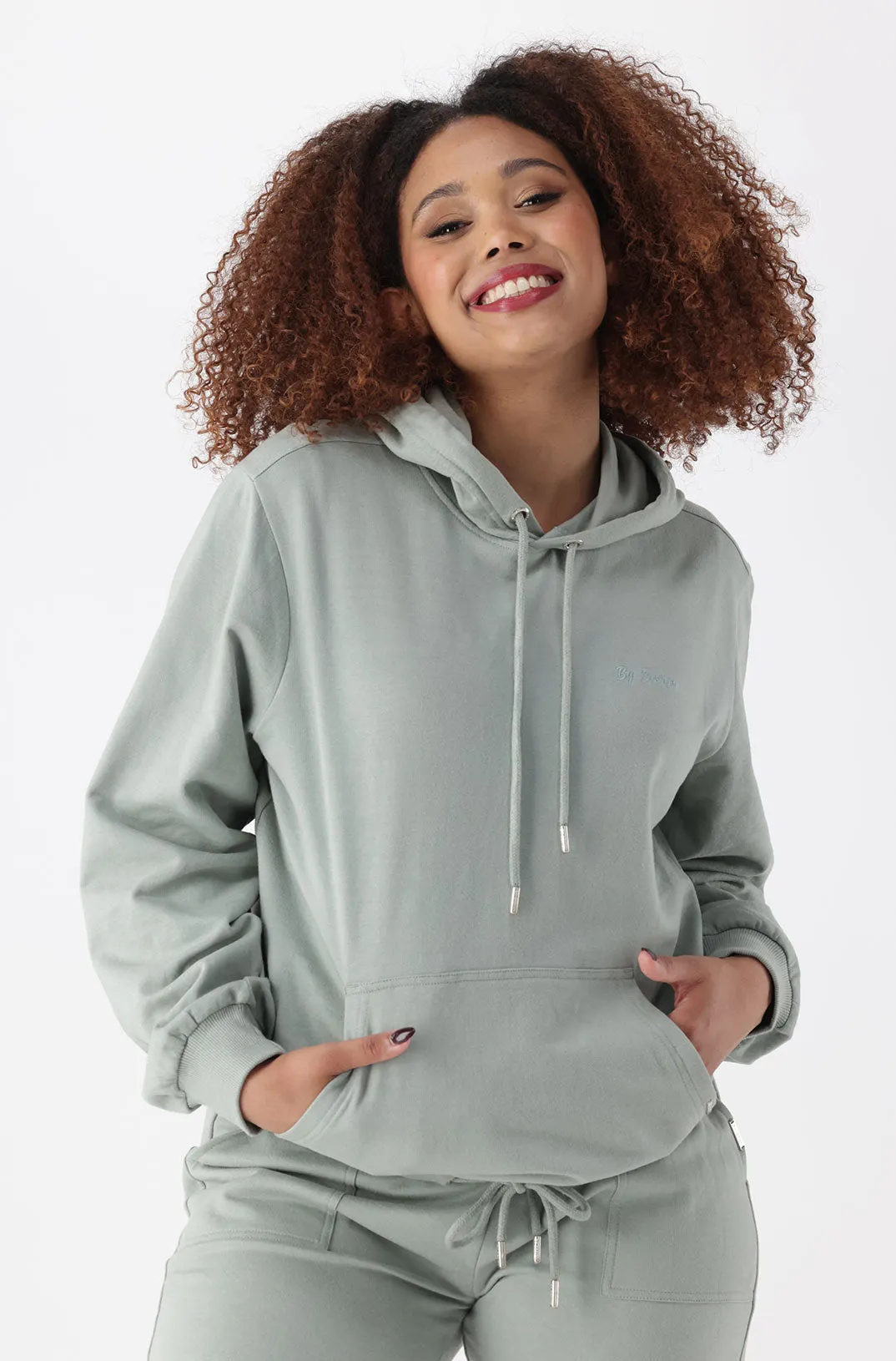 Emma Fleece Hoodie With Kangaroo Pocket _ 145455 _ Sage sold by Dunns