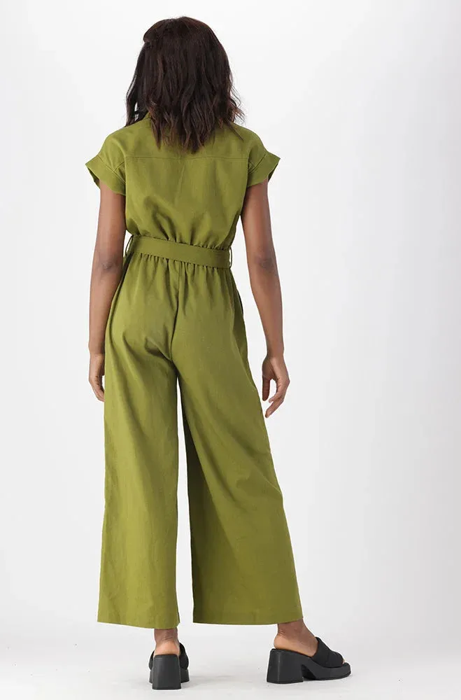 Melissa Linen Blend Jumpsuit _ 151342 _ Green sold by Dunns product image thumbnail 3