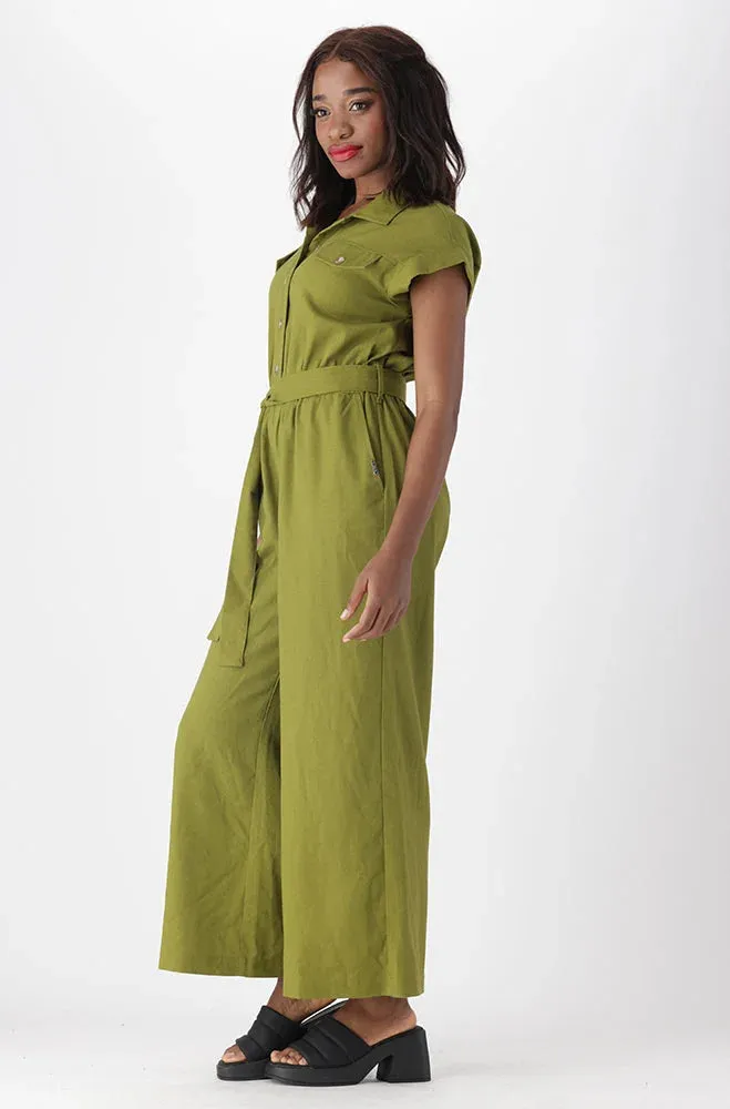 Melissa Linen Blend Jumpsuit _ 151342 _ Green sold by Dunns product image thumbnail 2
