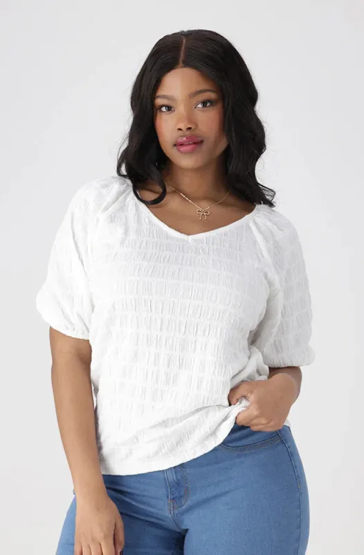 Kate Textured Knit Top _ 154196 _ White sold by Dunns