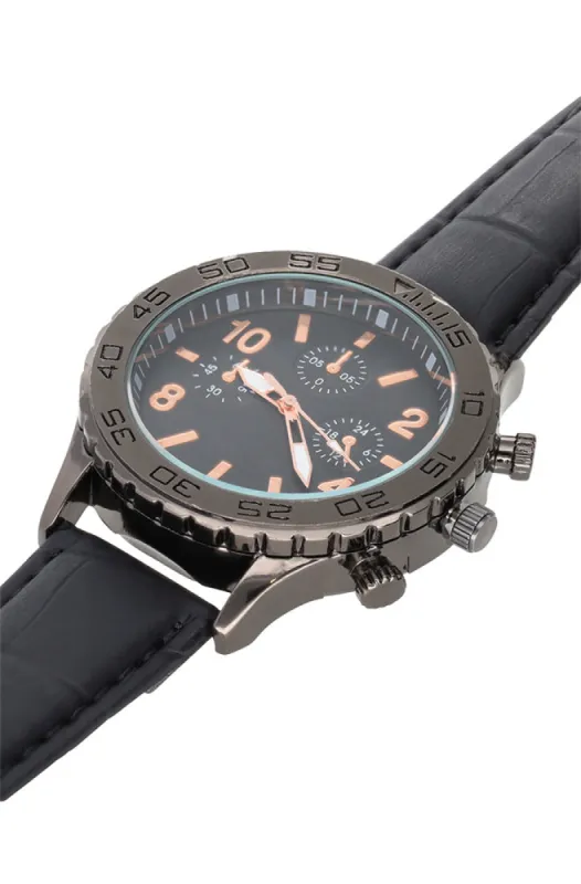 Kevin Croc Strap Watch _ 152109 _ Black sold by Dunns