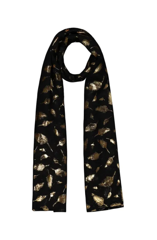 Laura Printed Scarf _ 153091 _ Black sold by Dunns