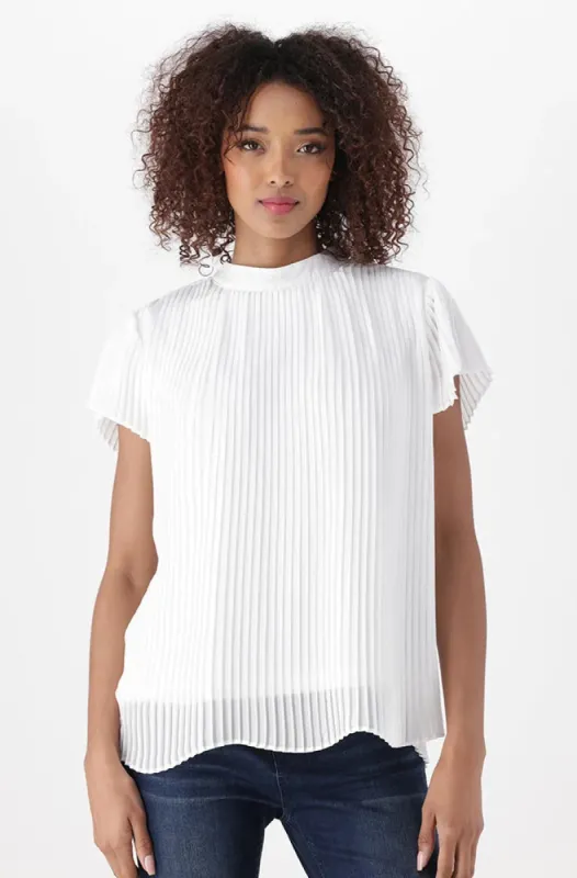 Mayre Pleat Top _ 151952 _ White sold by Dunns