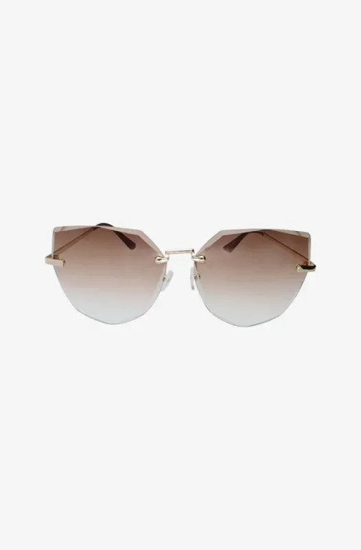 Mandy Rimless Sunglasses _ 150894 _ Brown sold by Dunns