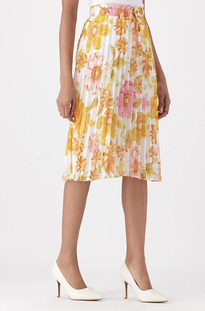 Iris Floral Pleated Skirt _ 151253 _ Yellow sold by Dunns product image thumbnail 2