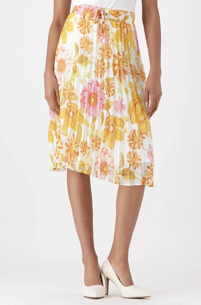 Iris Floral Pleated Skirt _ 151253 _ Yellow sold by Dunns