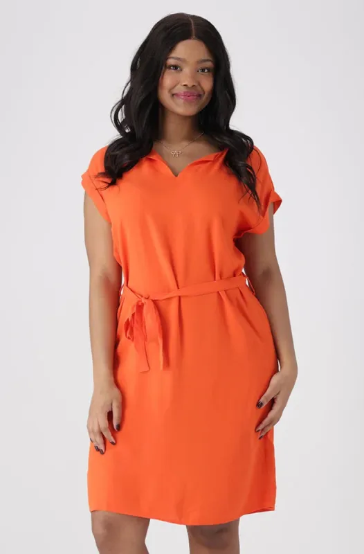 Gia Belted Dress _ 154037 _ Orange sold by Dunns