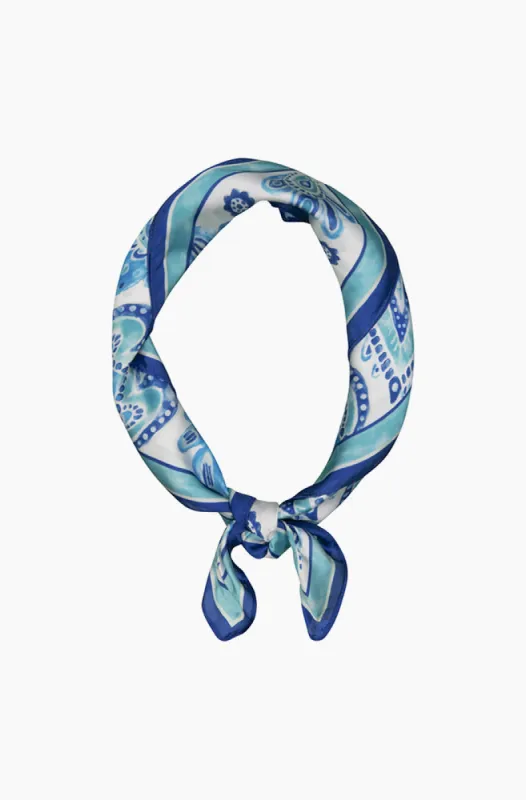 Nancy Paisley Satin Scarf _ 154217 _ Blue sold by Dunns