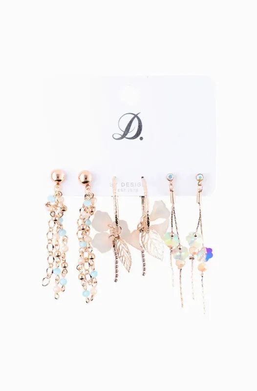 Leah 3 Pack Earrings _ 154413 _ Rose Gold sold by Dunns
