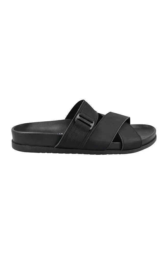 Myles Cross Over Webbing Sandal _ 150266 _ Black sold by Dunns
