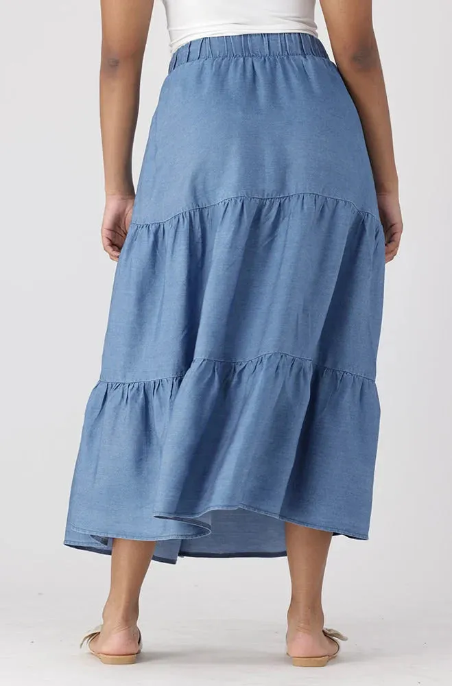 Avaira Chambray Skirt _ 151773 _ Mid Wash sold by Dunns product image thumbnail 2