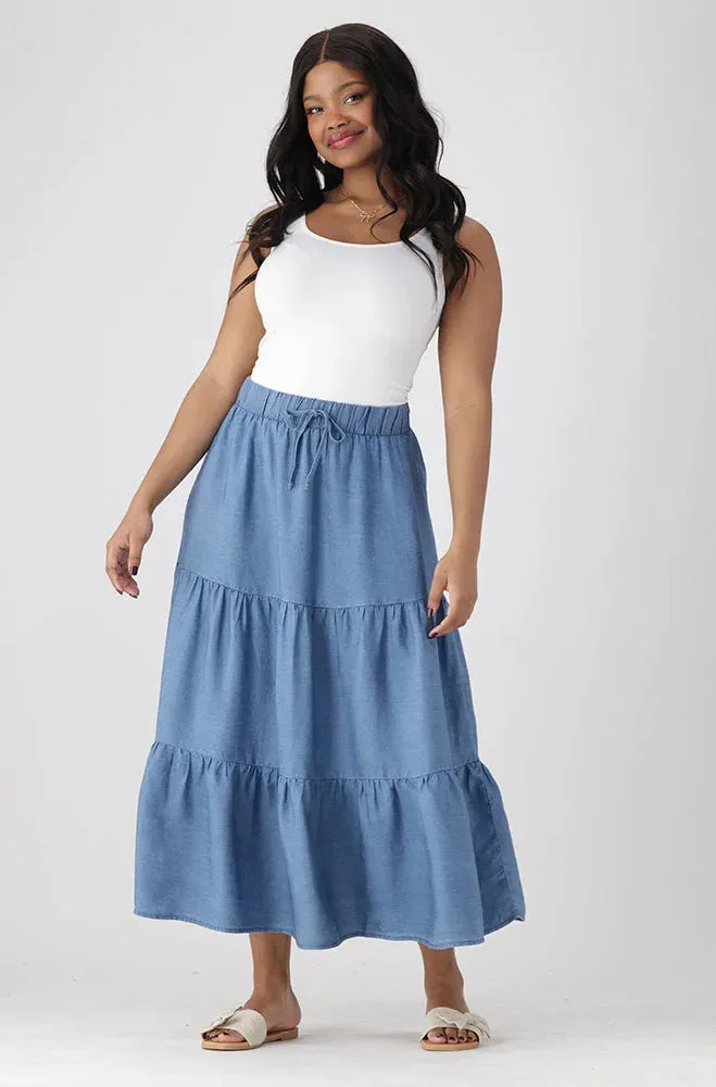 Avaira Chambray Skirt _ 151773 _ Mid Wash sold by Dunns product image thumbnail 3