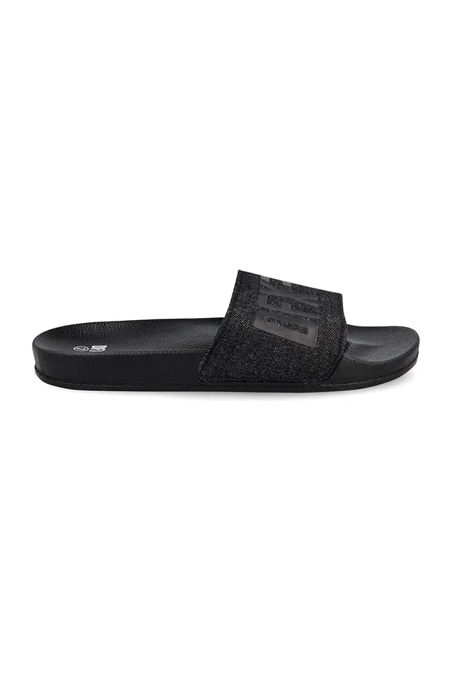 Leo Denim Slide _ 150165 _ Black sold by Dunns