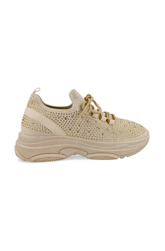 Mia Knit Sneaker _ 150129 _ Stone sold by Dunns