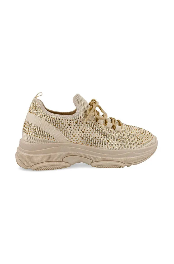 Mia Knit Sneaker _ 150129 _ Stone sold by Dunns