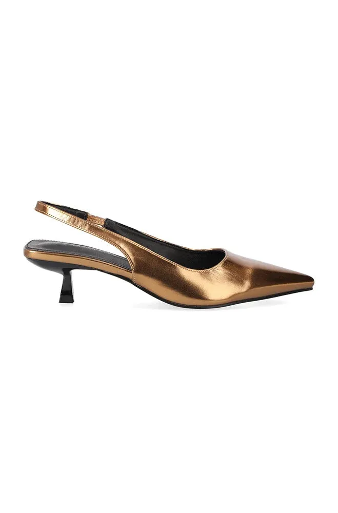 Maree Slingback Kitten Heel _ 153567 _ Bronze sold by Dunns