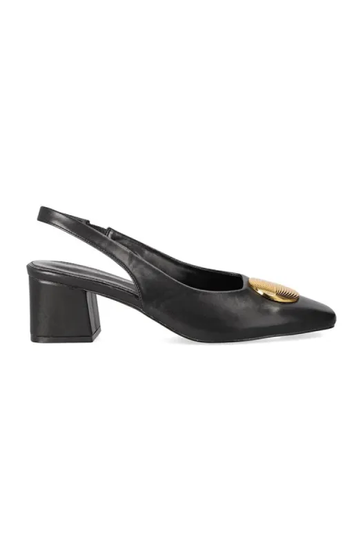 Everly Slingback Square Toe Heel _ 150403 _ Black sold by Dunns