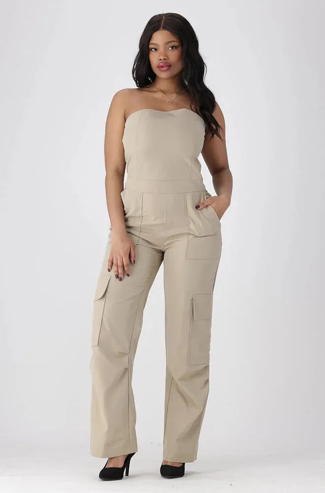 Sienna Boobtube Jumpsuit _ 151610 _ Beige sold by Dunns product image thumbnail 3