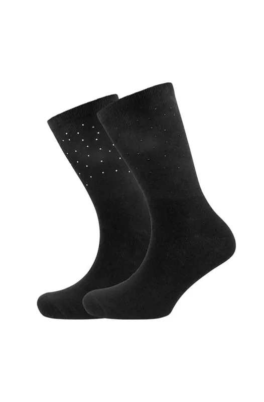 Diamante Socks 2pk _ 152723 _ Black sold by Dunns