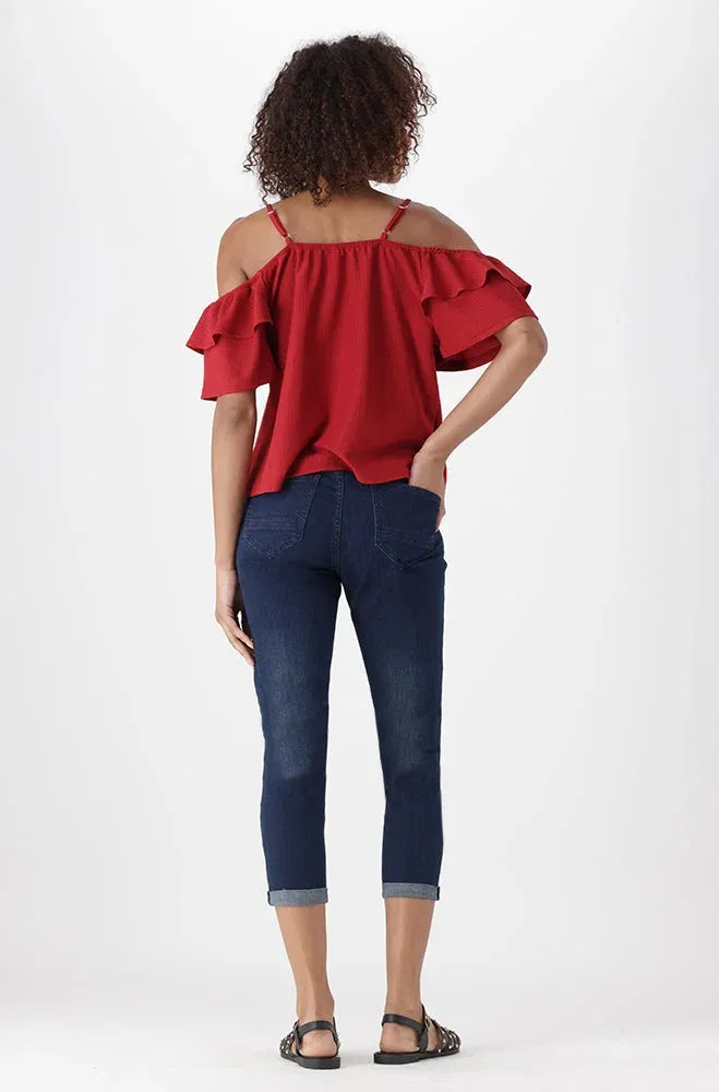 Gea Textured Peasant Top _ 151185 _ Red sold by Dunns product image thumbnail 5